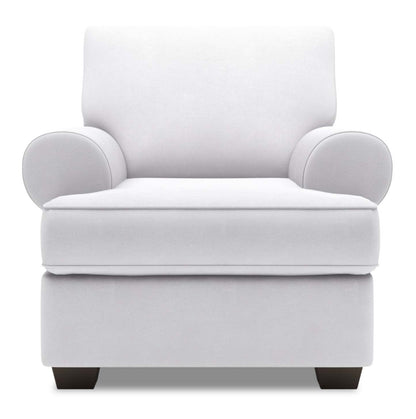 Fauteuil Roll de Sofa Lab de 42 po fabriqué au Canada en tissu d'apparence lin avec accoudoirs enroulés - blanc Pax Ice | RO303449