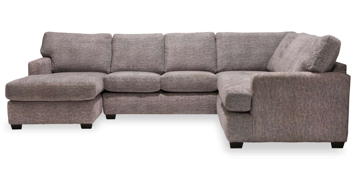 Sofa sectionnel de gauche Luxe 3 pièces fabriqué au Canada en tissu avec coussins amovibles - gris colombe Zaftig