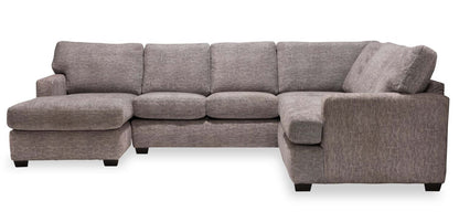Sofa sectionnel de gauche Luxe 3 pièces fabriqué au Canada en tissu avec coussins amovibles - gris colombe Zaftig