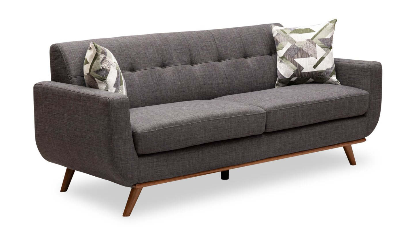 Sofa Freeman de Kort & Co. de 80 po de format condo en tissu d’apparence lin avec base et pattes en bois - gris anthracite