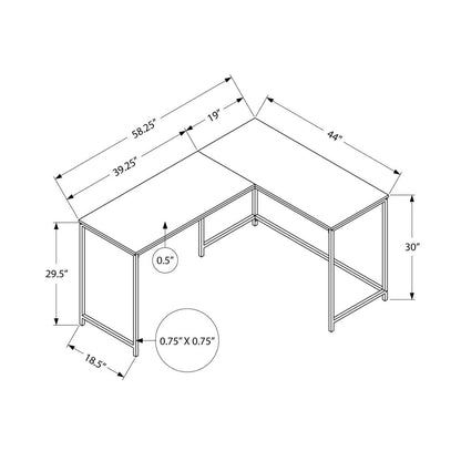 Bureau d'angle en forme de L Karter 58.25 - Aspect marbre blanc|Bureau en coin en forme de L Karter de 58,25 po - apparence marbre blanc