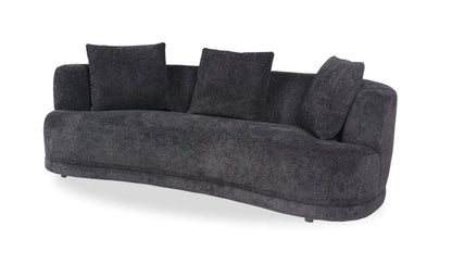 Canapé arrondi Moon de 91 po en tissu avec coussins décoratifs - noir corbeau laineux