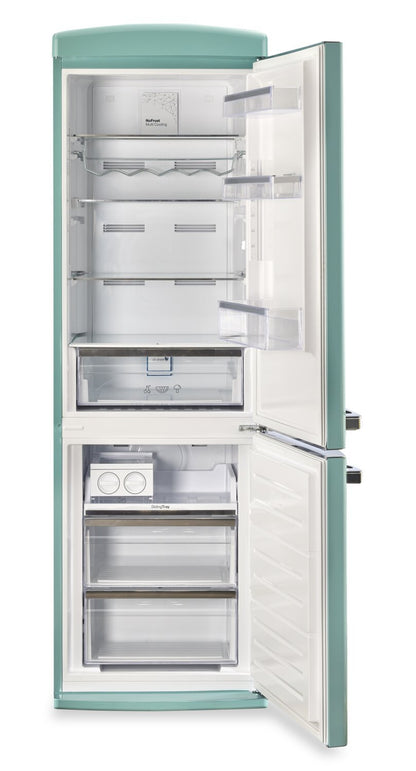 Réfrigérateur Classic Rétro par Unique de 24 po et de 12 pi3 à congélateur inférieur - turquoise brume marine - UGP-340L T AC | U340LTAC