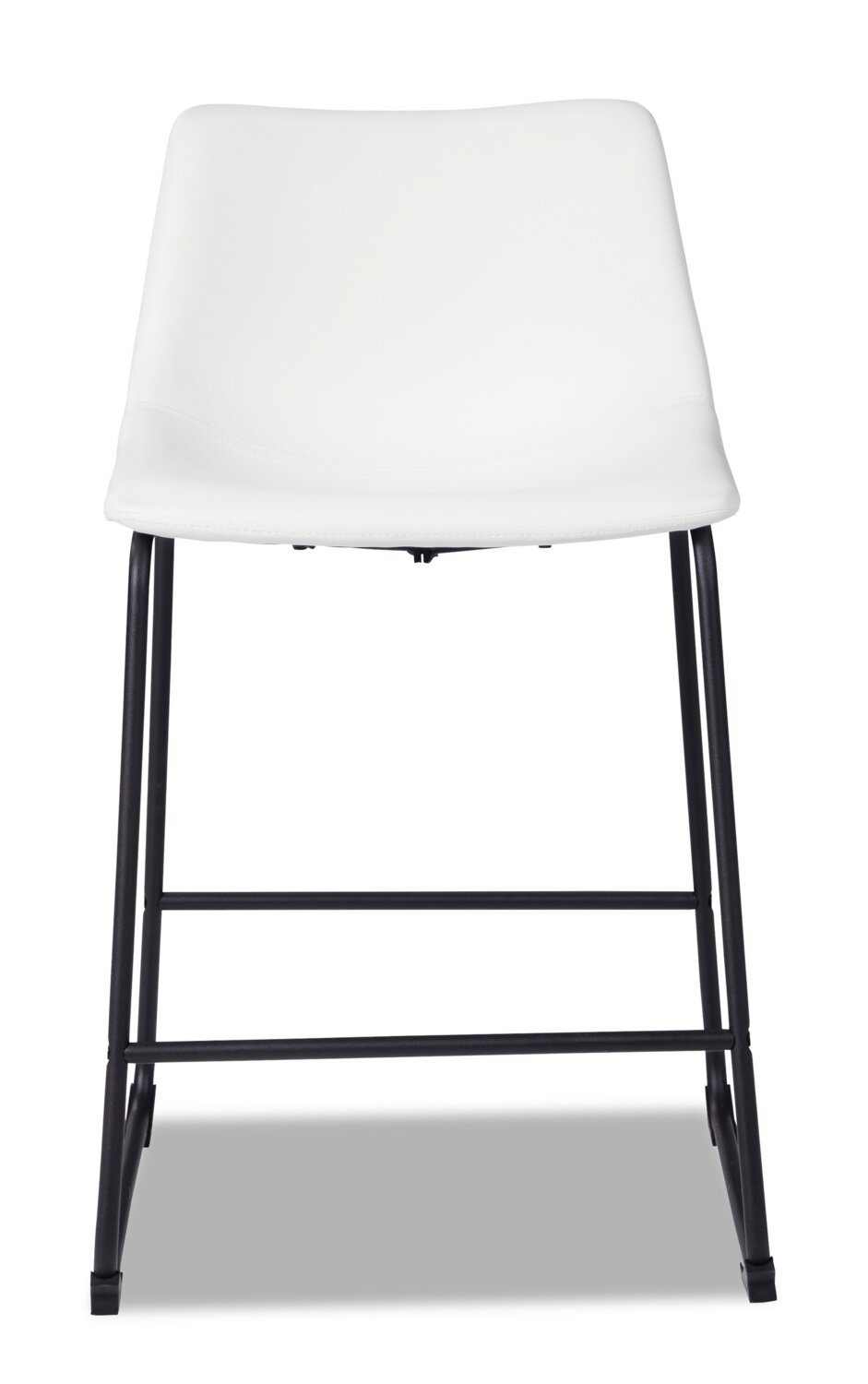 Tabouret Cole de hauteur comptoir en tissu de cuir végétalien et en métal - blanc