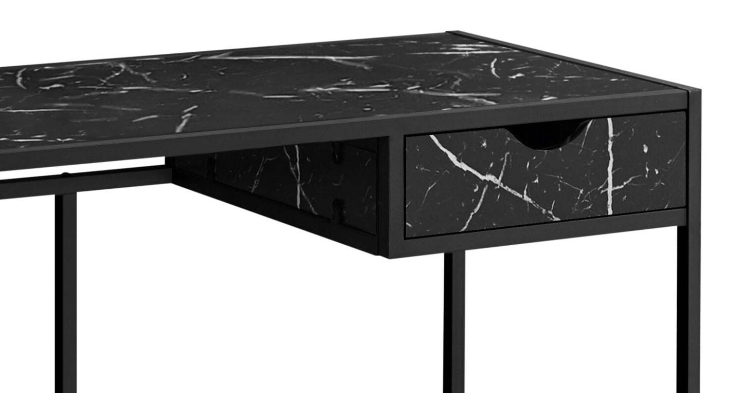 Bureau Everly de 42,25 po avec tiroir - apparence marbre noir