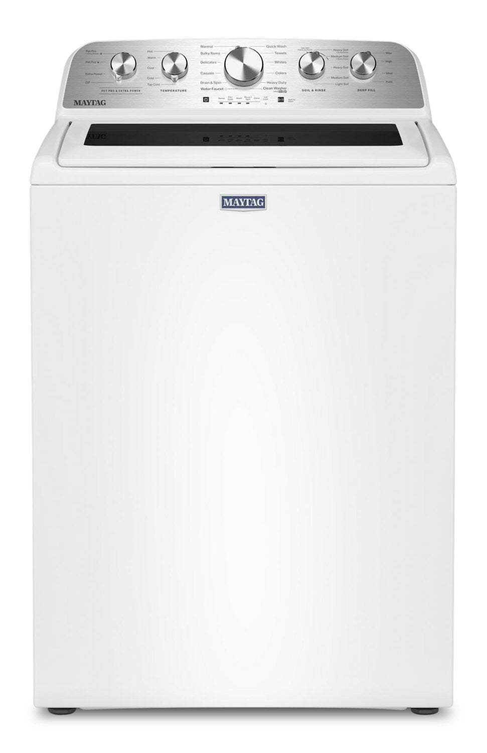 Maytag 5,4 pi³ Laveuse à chargement par le haut avec agitateur et 7,0 pi³ Sécheuse électrique Pet Pro – blanche - MATL56WW | Laveuse à chargement par le haut de 5,4 pi³ et sécheuse électrique Animal Pet Pro de 7,0 pi³ de Maytag - blanches - MATL56WW