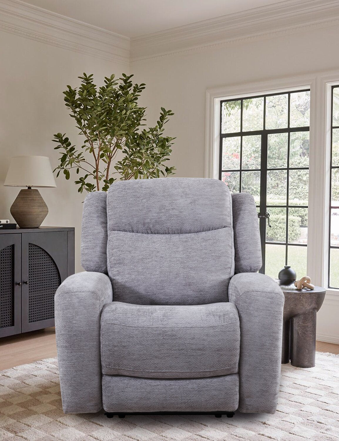 Atlantis 38 Fauteuil à inclinaison électrique en tissu avec port USB - gris tourterelle