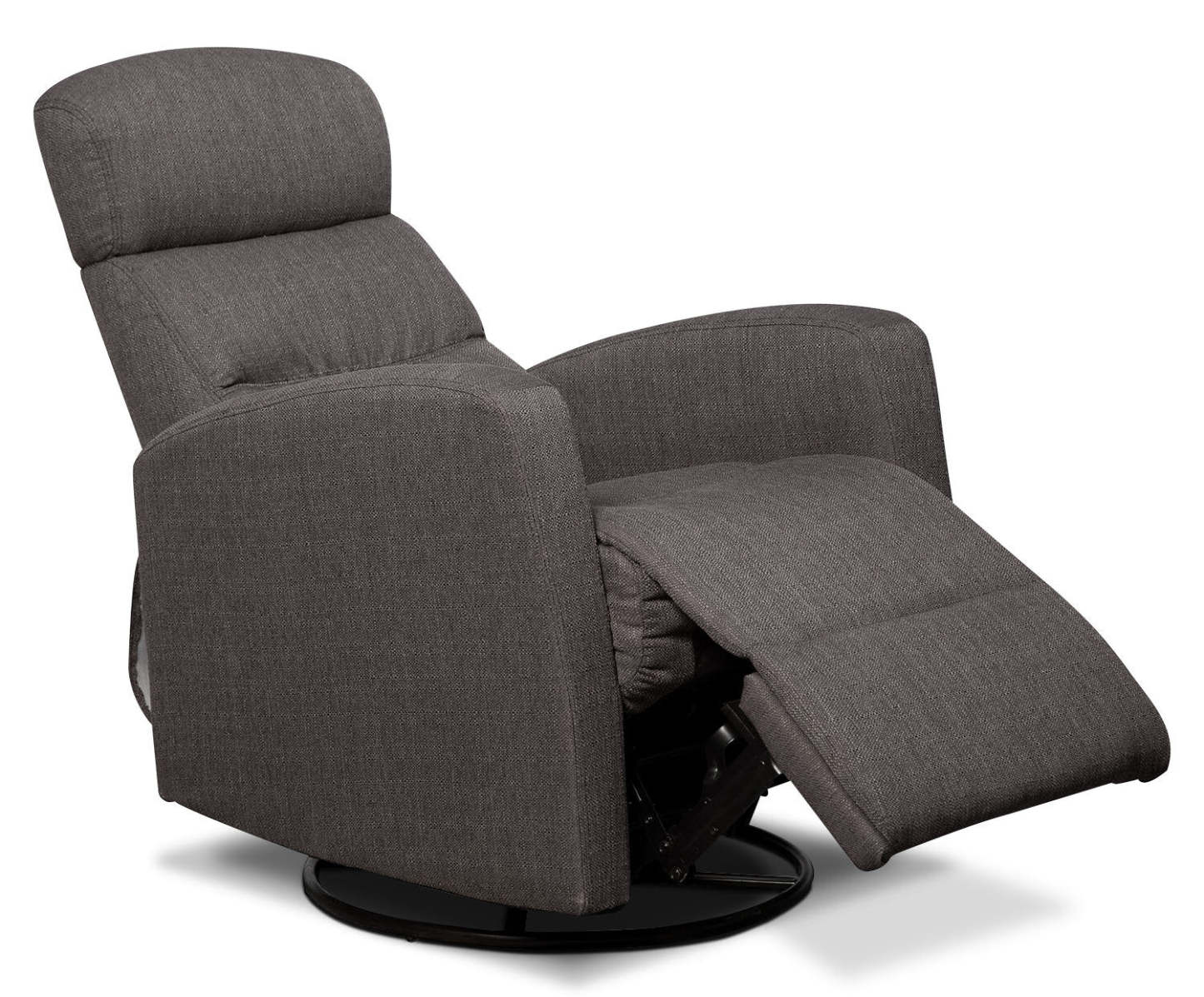 Fauteuil inclinable et berçant pivotant en tissu d'apparence lin Penny 29.1 - Gris | Fauteuil pivotant, berçant et inclinable Penny de 29,1 po en tissu d'apparence lin - gris