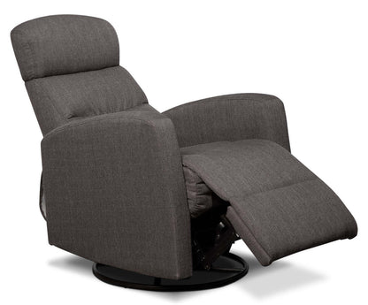 Fauteuil inclinable et berçant pivotant en tissu d'apparence lin Penny 29.1 - Gris | Fauteuil pivotant, berçant et inclinable Penny de 29,1 po en tissu d'apparence lin - gris