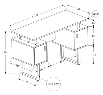 Bureau Rafa 47.75 avec 2 armoires de rangement - Noir|Bureau Rafa de 47,75 po avec 2 armoires de rangement - noir