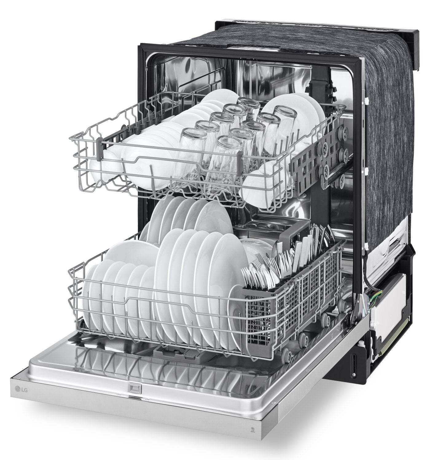 Lave-vaisselle LG 24 52 dBA à commande frontale intégrée avec séchage dynamique - Argent platine - LDFC2423V | Lave-vaisselle encastré LG à 52 dBA de 24 po avec commandes à l'avant et système Dynamic DryMC - arg…