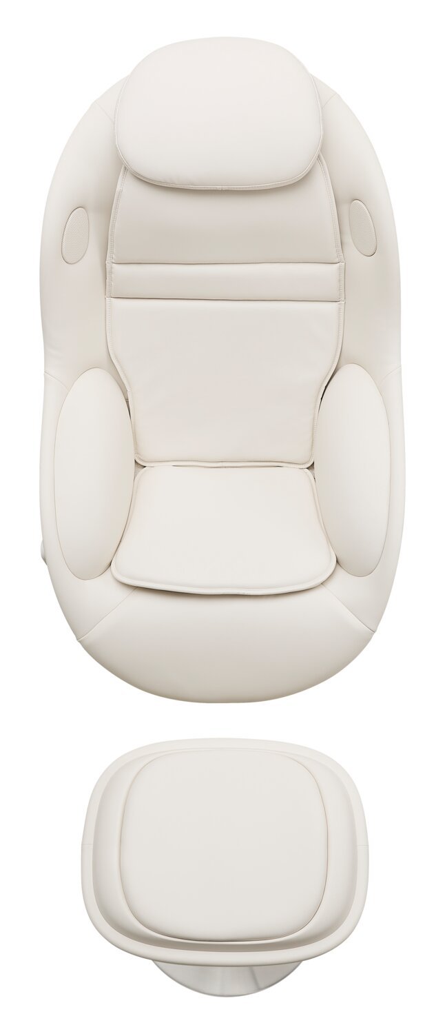 Fauteuil de massage inclinable LG de 29,6 po en tissu d'apparence cuir avec pouf assorti - beige