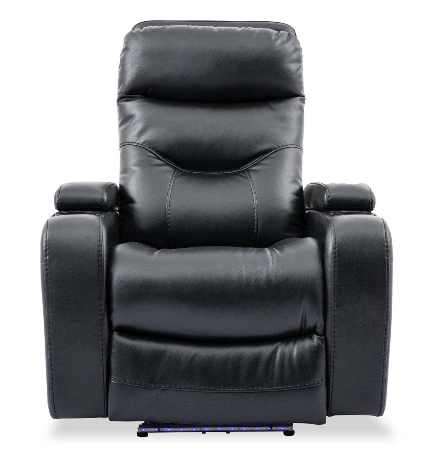 Fauteuil à inclinaison électrique Glow de 33 po en tissu avec accoudoirs de rangement - noir