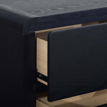 Table de chevet à 2 tiroirs Milan, moderne du milieu du siècle, 22 l x 26 h - Noir | Table de nuit moderne du milieu du 20e siècle Milan de 22 po (l) x 26 po (H) à 2 tiroirs - noire