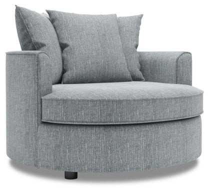 Fauteuil d'appoint enveloppant personnalisable Sofa Lab de 48 po fabriqué au Canada en tissu d'apparence lin - gris Luna Pewter | CUDD2291
