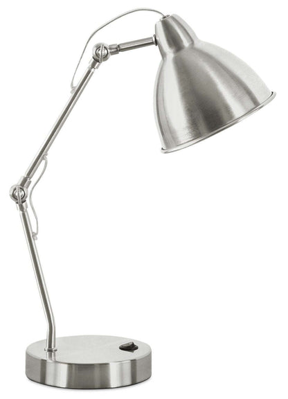17 Nickle Metal Desk/Task Lamp wiht USB Charging|Lampe de bureau et de travail en métal nickel de 17 po avec recharge USB