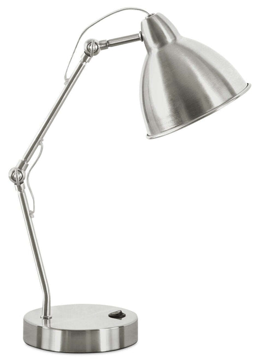 17 Nickle Metal Desk/Task Lamp wiht USB Charging|Lampe de bureau et de travail en métal nickel de 17 po avec recharge USB