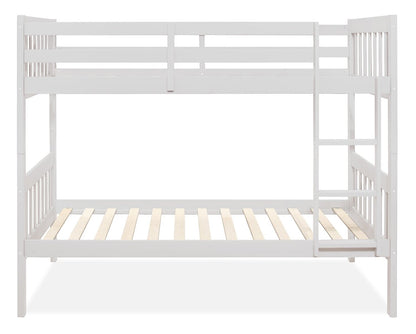 Lit superposé Miko avec échelle et garde-corps pour enfants, blanc - Twin/Twin | Lits superposés Miko pour enfants avec échelle et garde-corps, blanc - simple et simple