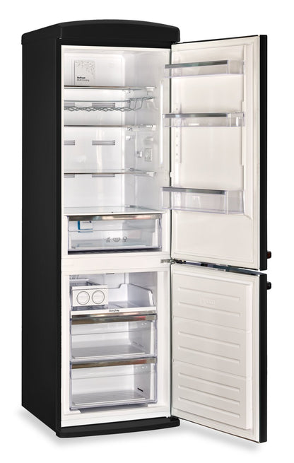 Réfrigérateur Classic Rétro par Unique de 24 po et de 12 pi3 à congélateur inférieur - noir mat - UGP-340L MB AC | 340LMBAC