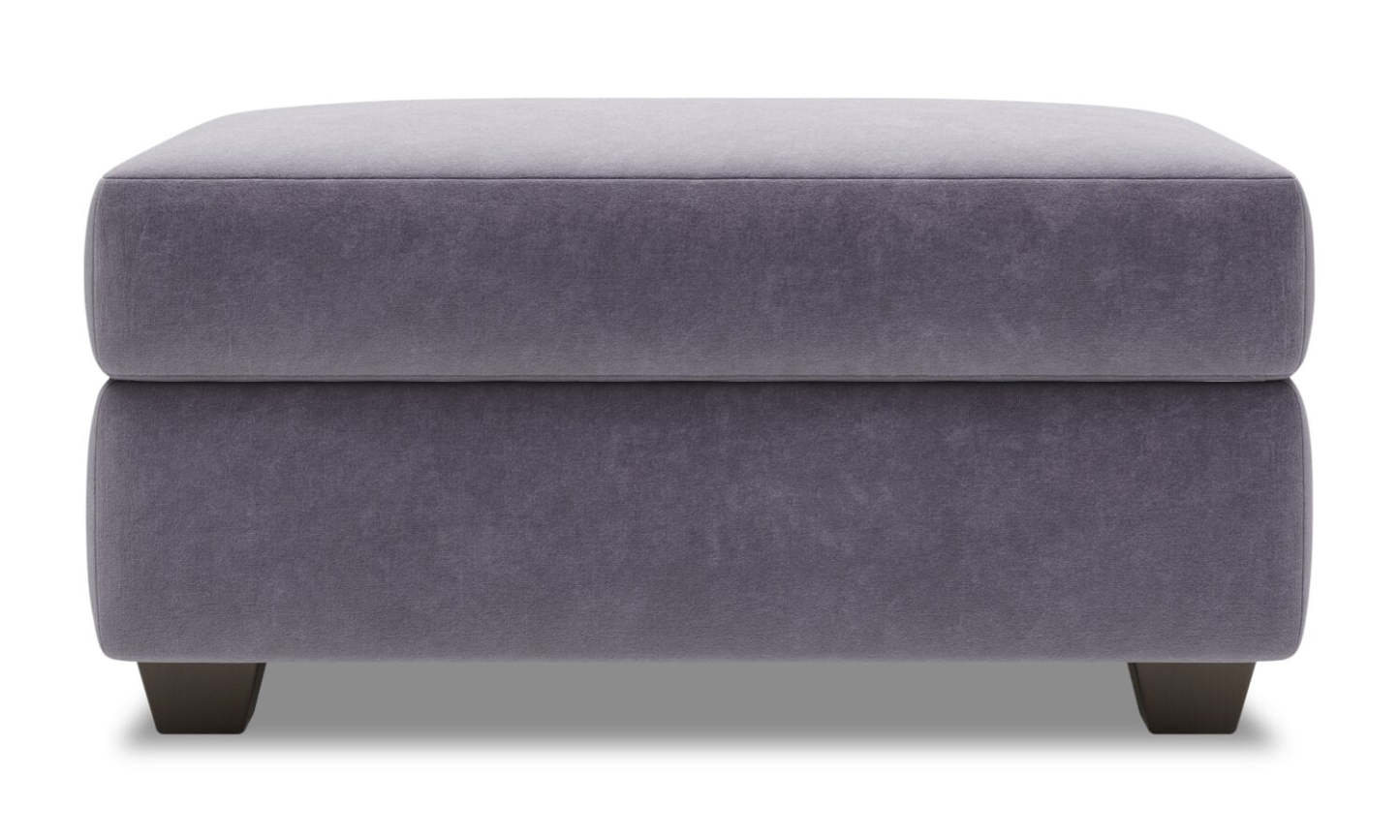 Fabriqué au Canada Pouf de rangement personnalisable The Trunk 39 en tissu de velours - gris Granite Grey | Pouf de rangement The Trunk de Sofa Lab de 39 po fabriqué au Canada en tissu de velours - gris Granite Grey | TRUN3388