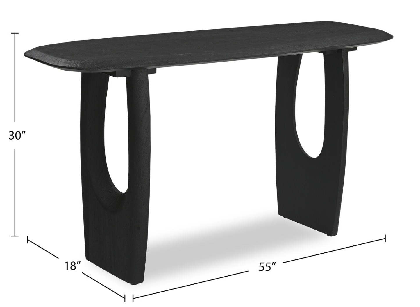 Abbot 55” Modern Solid Wood Sofa Table - Black | Table de salon moderne Abbot de 55 po en bois massif - noire
