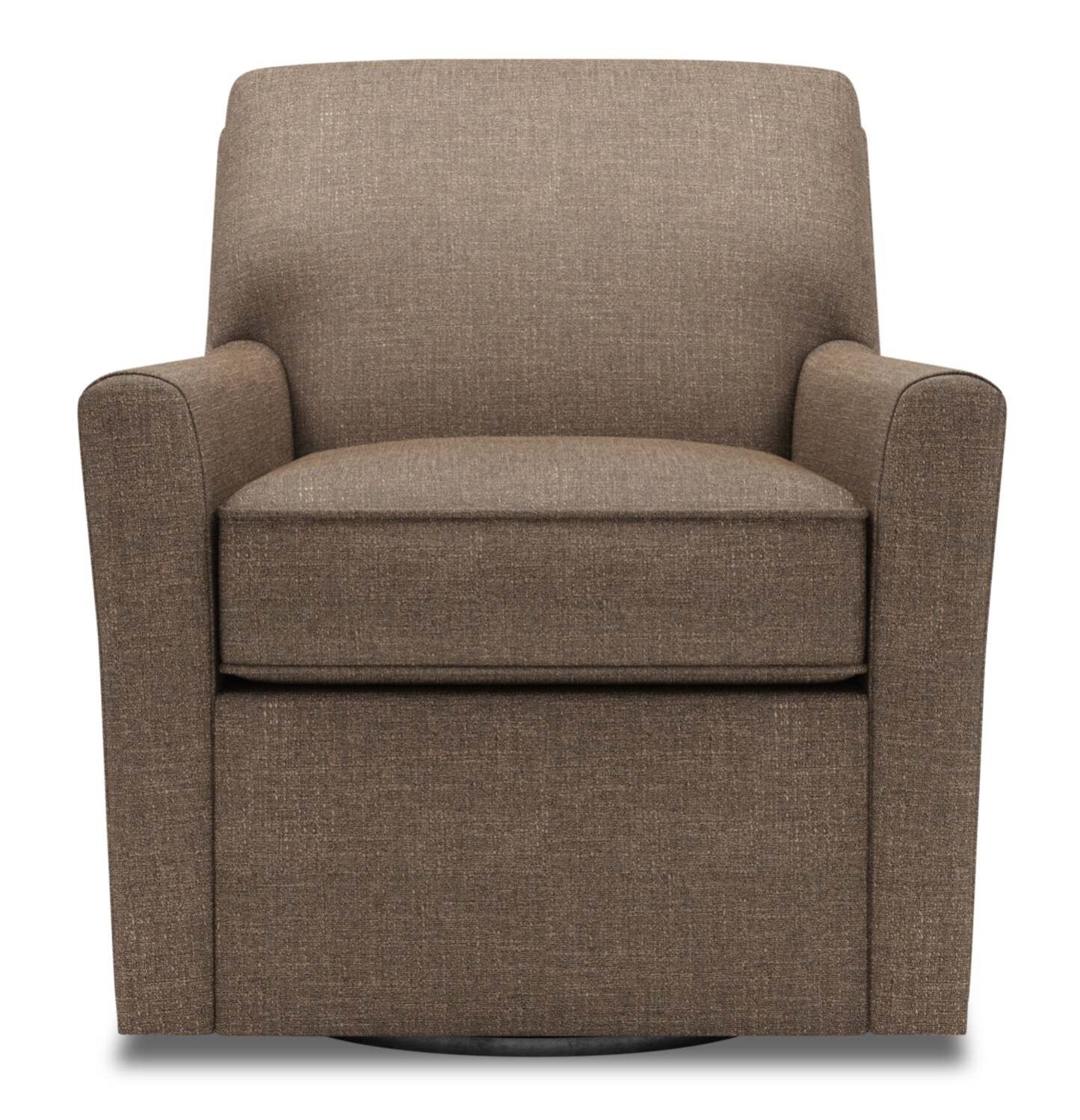 Fauteuil d'appoint pivotant personnalisable Sofa Lab de 31 po fabriqué au Canada en tissu d'apparence lin - brun Luna Praline | SWIV2591