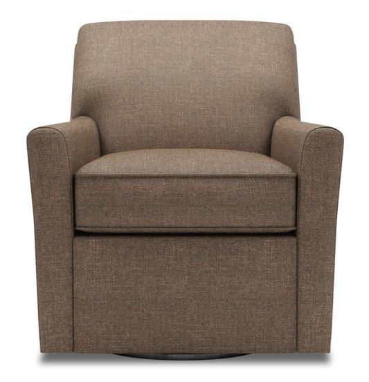 Fauteuil d'appoint pivotant personnalisable Sofa Lab de 31 po fabriqué au Canada en tissu d'apparence lin - brun Luna Praline | SWIV2591