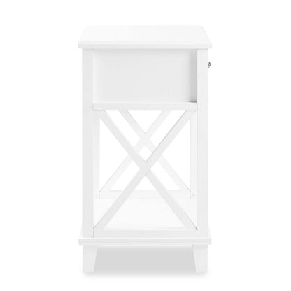 Table de chevet Elle à 1 tiroir, 18 L x 25,75 H - Blanc | Table de nuit Elle de 18 po (l) x 25,75 po (H) à 1 tiroir - blanche
