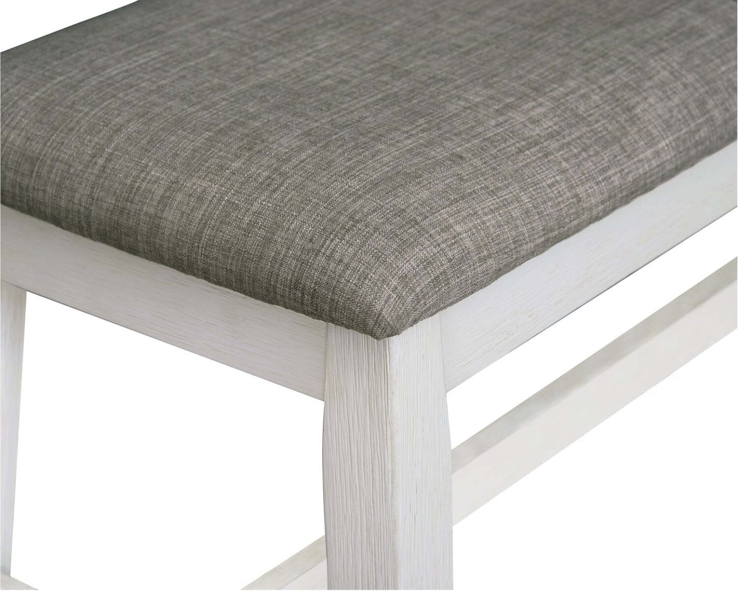 Banc de salle à manger Echo avec tissu d'apparence lin, Bois, 47,24 W - Blanc/Gris | Banc de salle à manger Echo de 47,24 po (L) en bois avec tissu d'apparence lin - gris et blanc