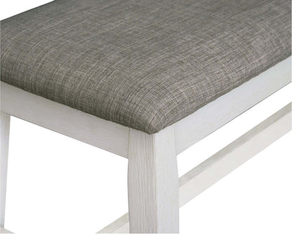 Banc de salle à manger Echo avec tissu d'apparence lin, Bois, 47,24 W - Blanc/Gris | Banc de salle à manger Echo de 47,24 po (L) en bois avec tissu d'apparence lin - gris et blanc