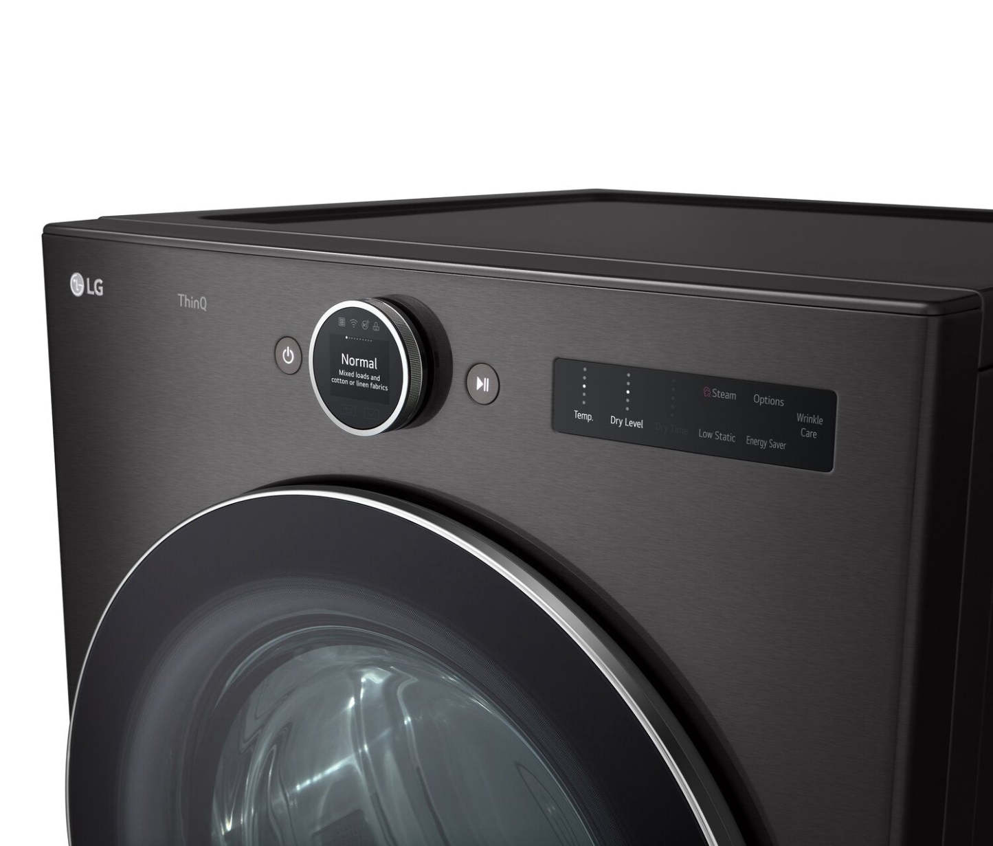 Sécheuse électrique intelligente LG de 7,4 pi³ avec vapeur - acier noir - superposable - DLEX6700B | LG 7.4 Cu. Ft. Smart Electric Dryer with Steam - Black Steel - Stackable - DLEX6700B
