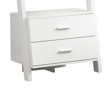 Bibliothèque échelle Ronan 25,5 avec étagères ouvertes et 2 tiroirs - Blanc|Bibliothèque échelle Ronan de 25,5 po à tablettes ouvertes et 2 tiroirs - blanche