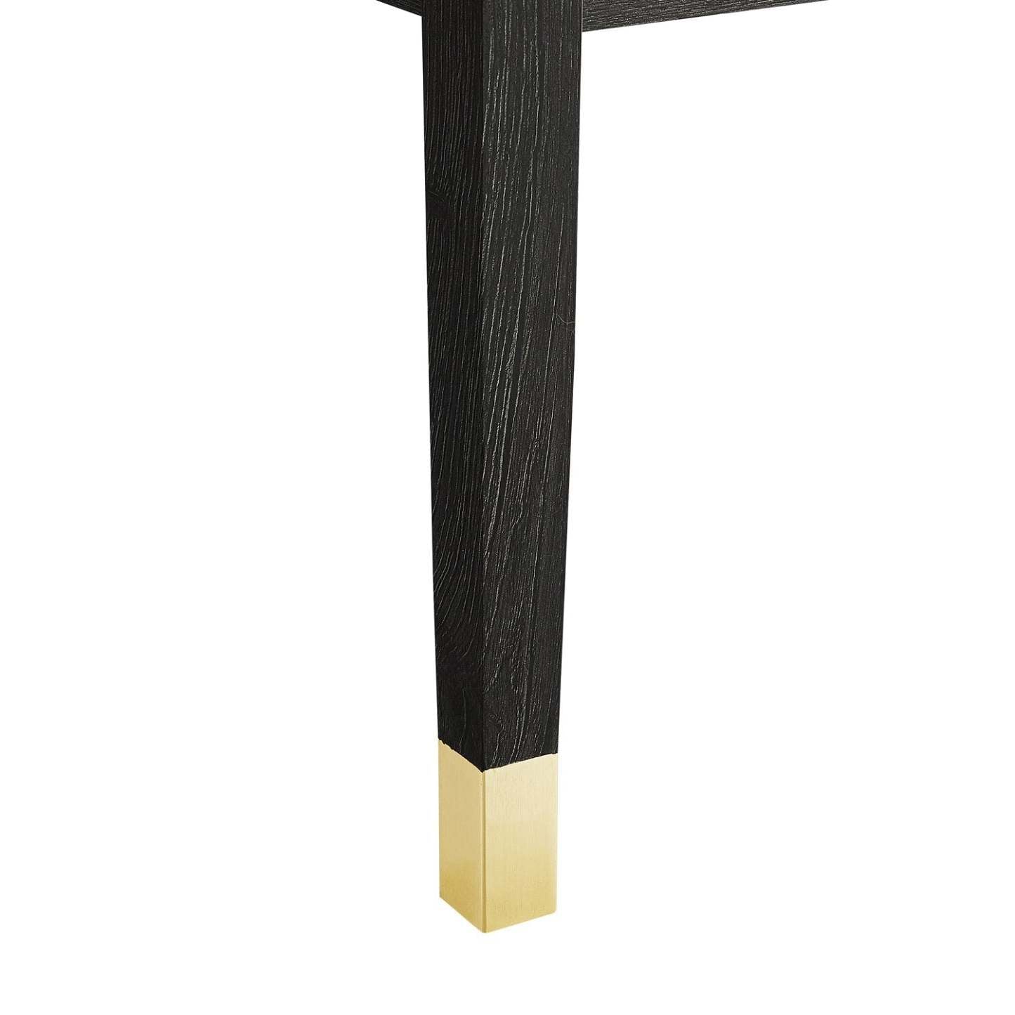 Table de chevet Alia à 2 tiroirs avec accents dorés, 18 L x 25,75 H - Noir | Table de nuit Alia de 18 po (l) x 25,75 po (H) à 2 tiroirs avec touche dorée - noire