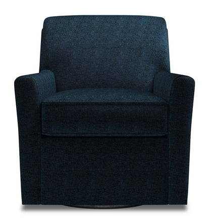 Fauteuil d'appoint pivotant personnalisable Sofa Lab de 31 po fabriqué au Canada en tissu - bleu Luxury Indigo | SWIV3193