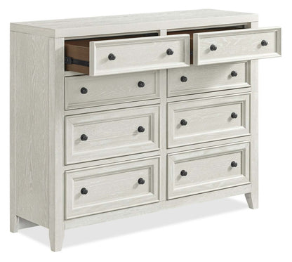 Commode Casa de 8 tiroirs pour la chambre à coucher, 54 po (l) x 44 po (H), en bois - blanche