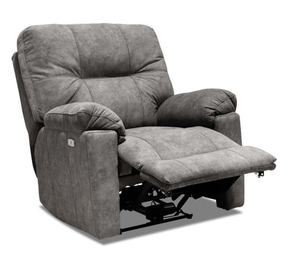 Fauteuil à inclinaison électrique Gybson de 38 po fabriqué au Canada en tissu - gris