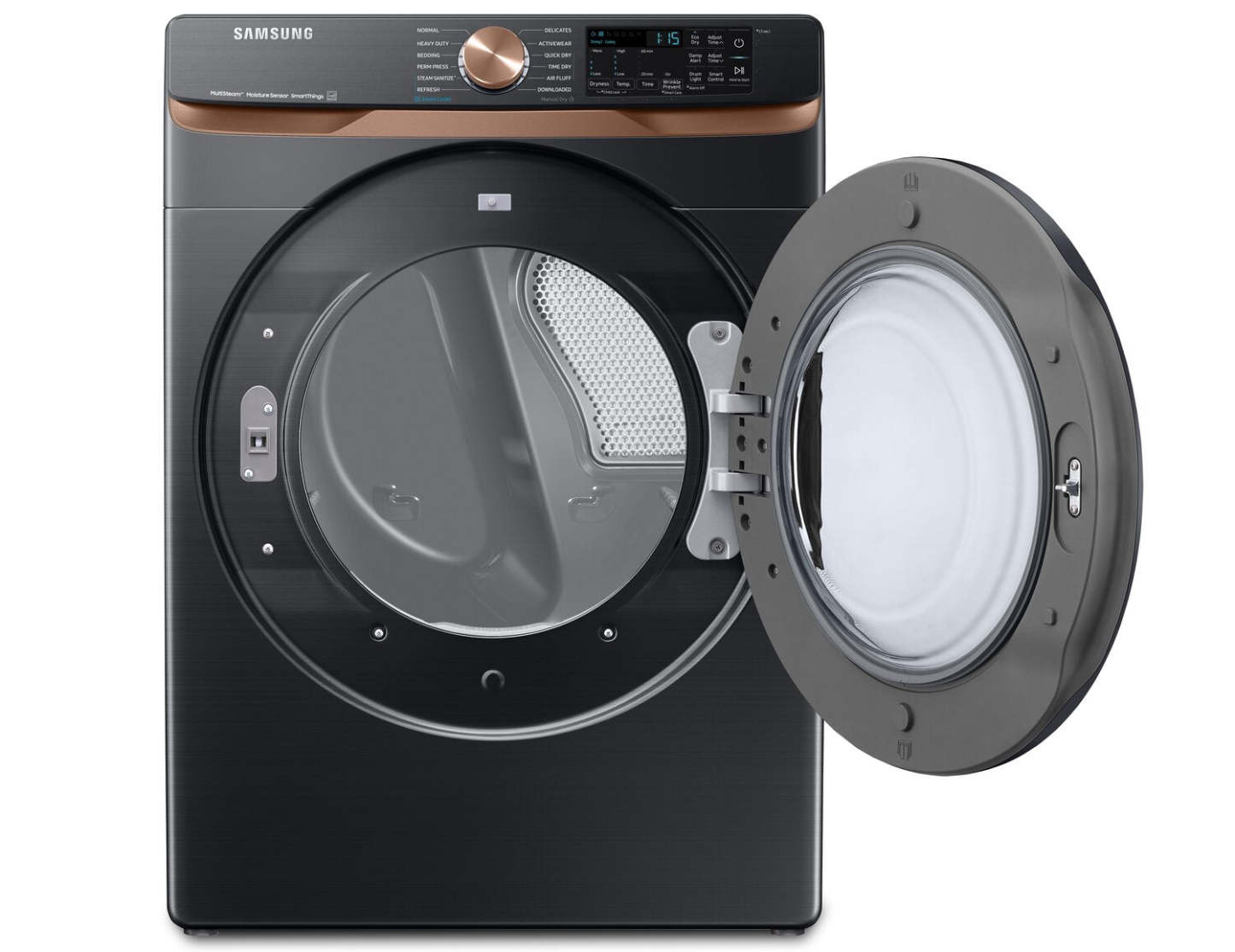 Sécheuse électrique Samsung de 7,5 pi³ avec vapeur - acier inoxydable noir - superposable - DVE50BG8300VAC | Samsung 7,5 Cu. Fort. Sèche-linge électrique à vapeur - Inox noir - Empilable - DVE50BG8…