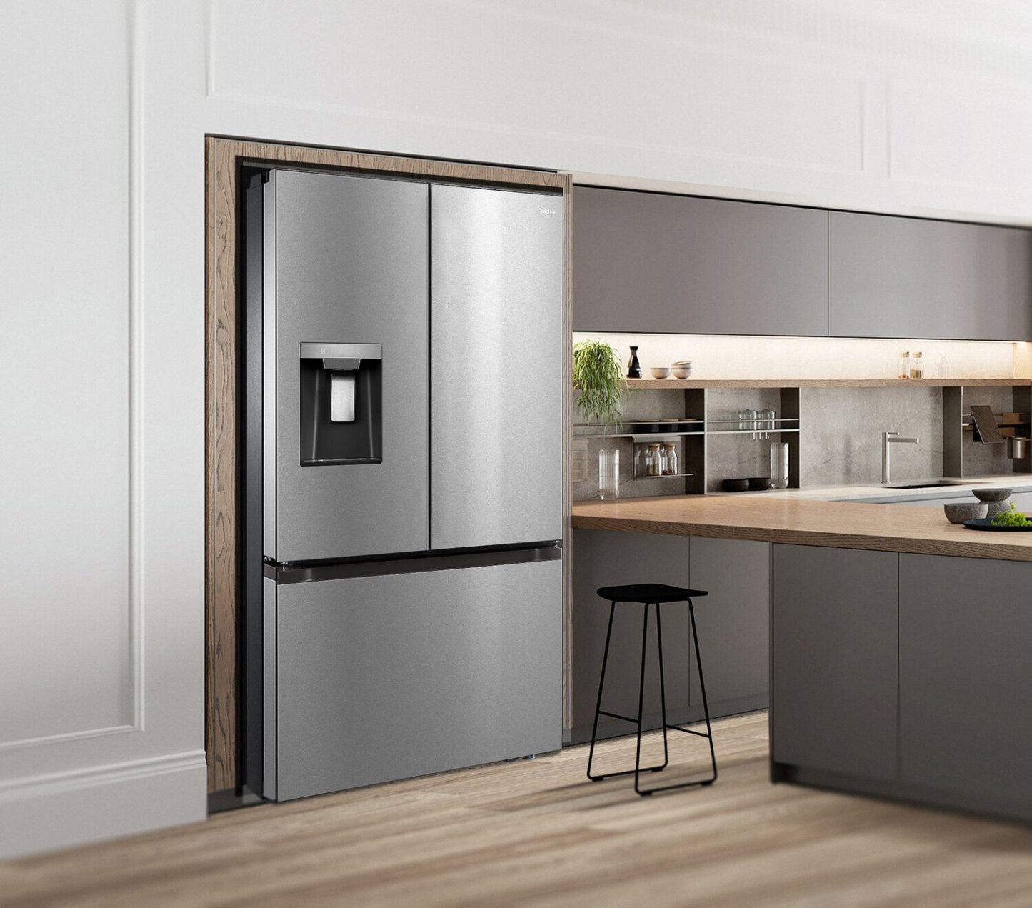 Midea 36 29.3 Cu. Ft. Réfrigérateur intelligent à portes françaises - Acier inoxydable - MRF29D2AST | Réfrigérateur intelligent Midea de 36 po et de 29,3 pi³ à portes françaises - acier inoxydable - MRF29D2AST | MRF29D2S