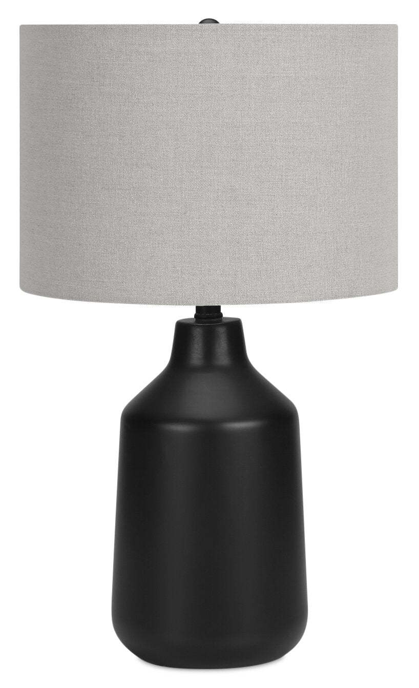 Lampe de table de 24 po béton noir avec abat-jour gris