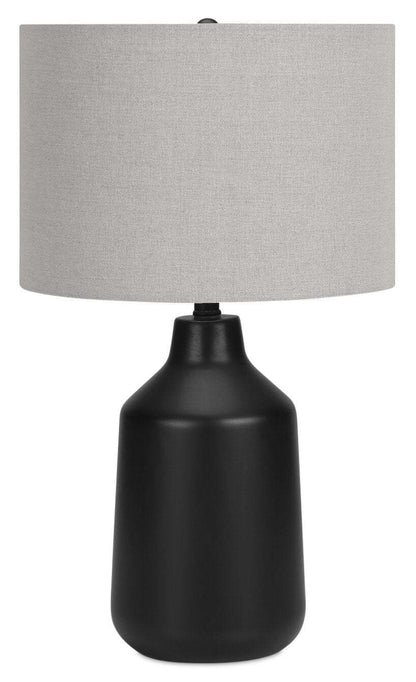 Lampe de table de 24 po béton noir avec abat-jour gris