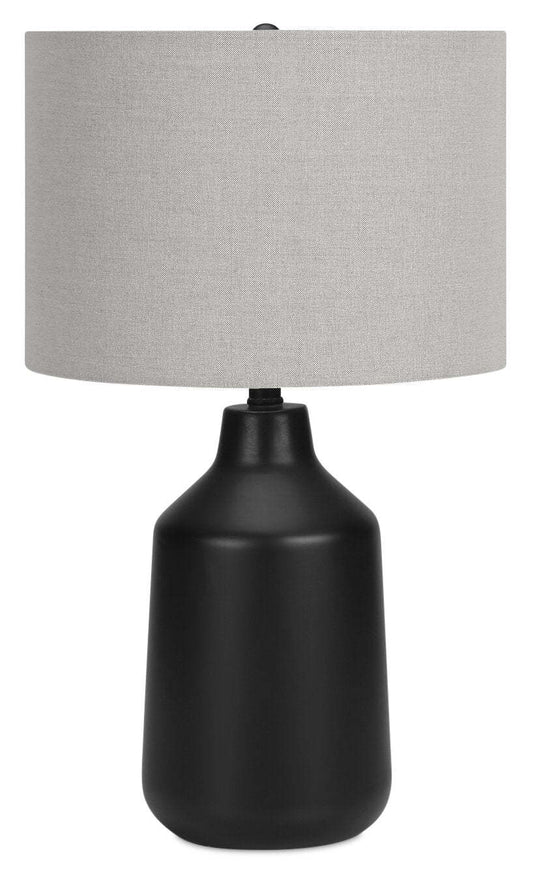 Lampe de table de 24 po béton noir avec abat-jour gris