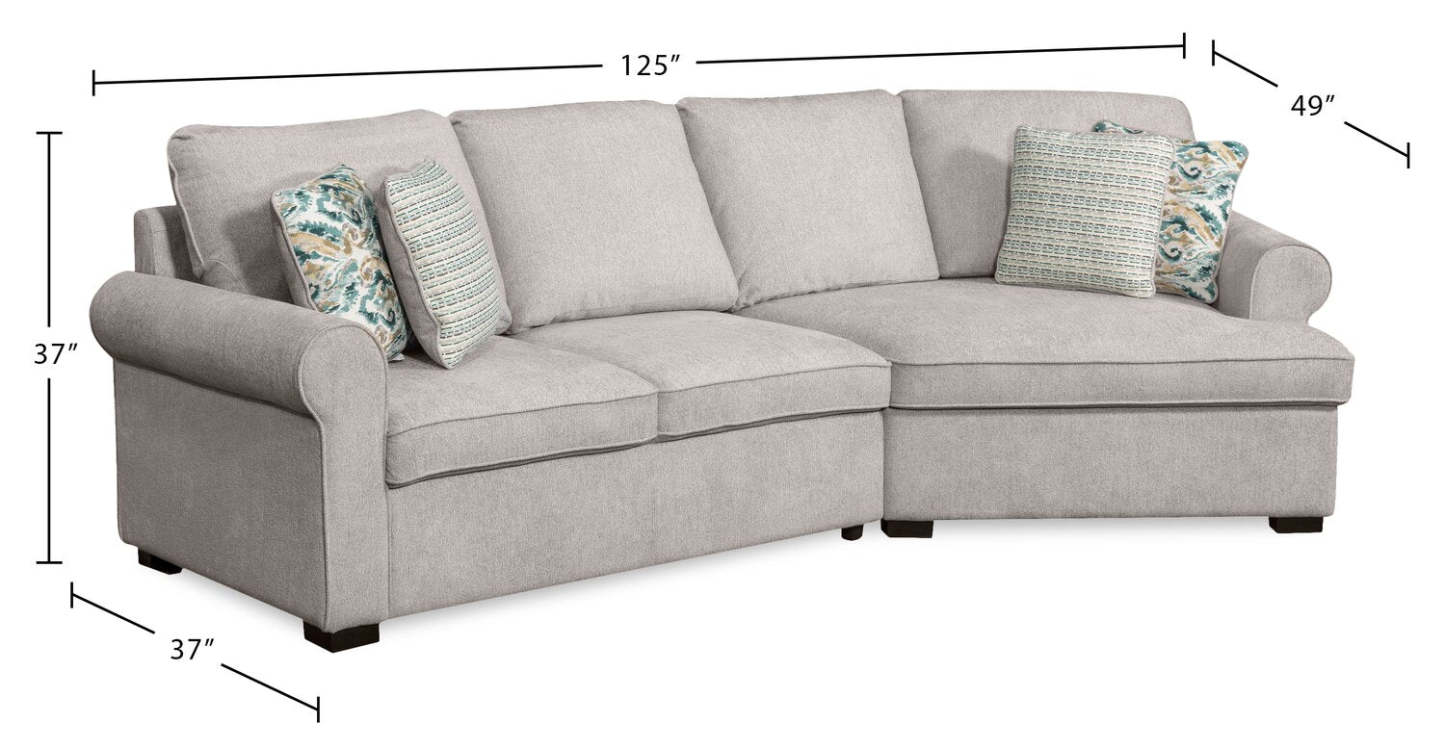 Scott Living Haven 2-Piece Right-Facing Chenille Fabric Cuddler Sectional - Grey | Canapé sectionnel enveloppant de droite Haven de Scott Living 2 pièces en tissu de chenille - gris
