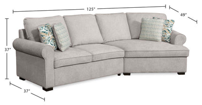 Scott Living Haven 2-Piece Right-Facing Chenille Fabric Cuddler Sectional - Grey | Canapé sectionnel enveloppant de droite Haven de Scott Living 2 pièces en tissu de chenille - gris