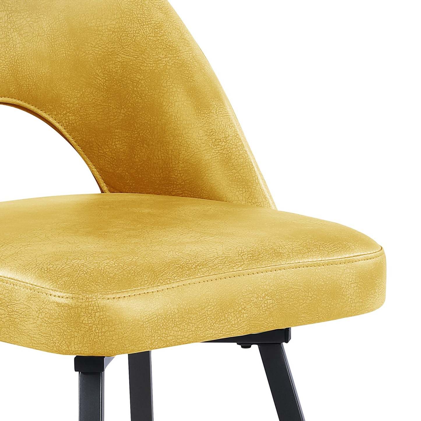 Kort &amp; Co. Tabouret à hauteur de comptoir Bay avec siège pivotant, tissu en cuir végétalien, métal - Moutarde | Tabouret Bay de Kort &amp; Co. de hauteur comptoir en tissu de cuir végétalien et en métal avec siège pivotant - moutarde