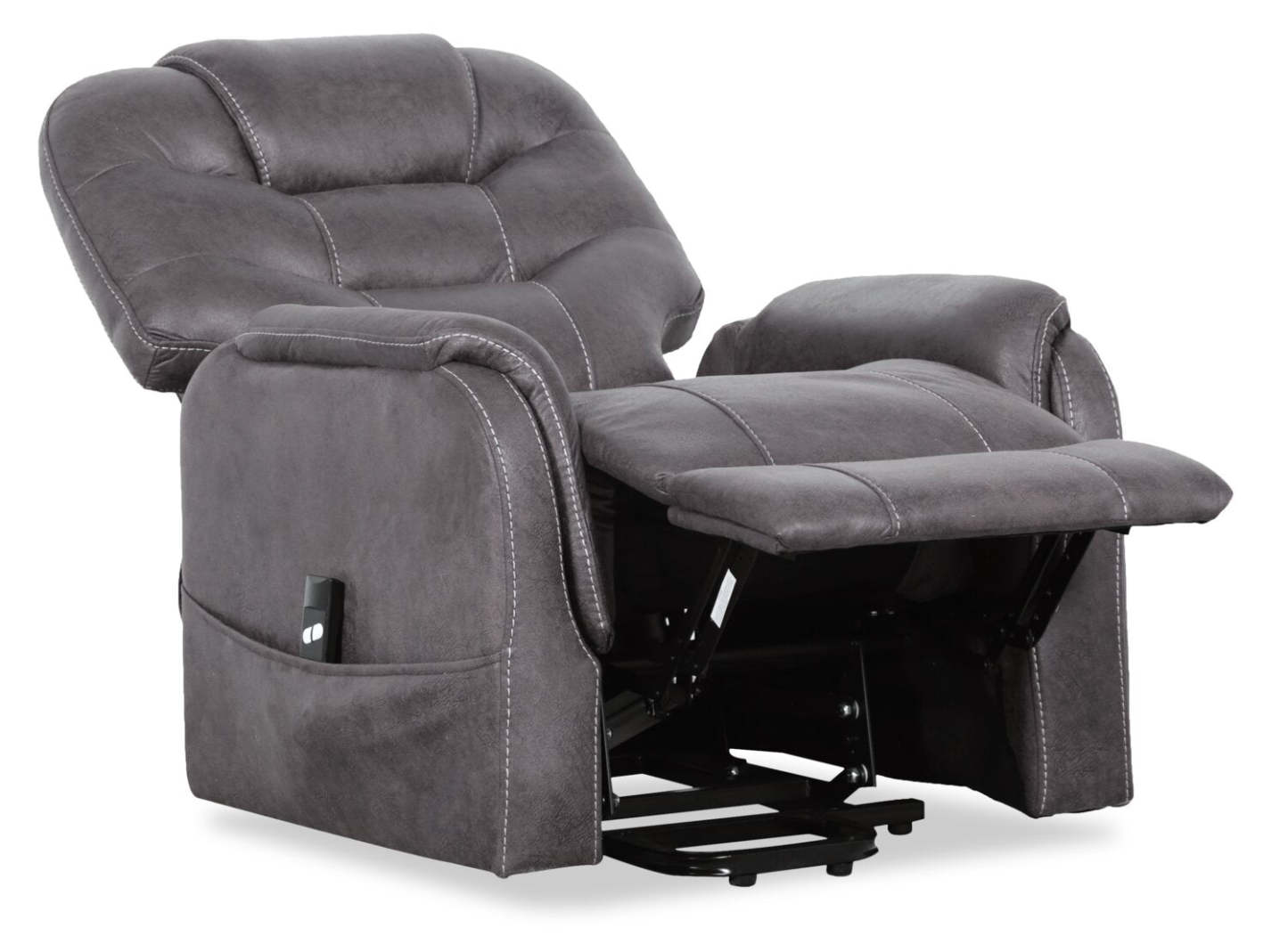Fauteuil inclinable à relevage électrique Landon 34 en microfibre - Gris | Fauteuil inclinable électrique Landon de 34 po en microfibre - gris