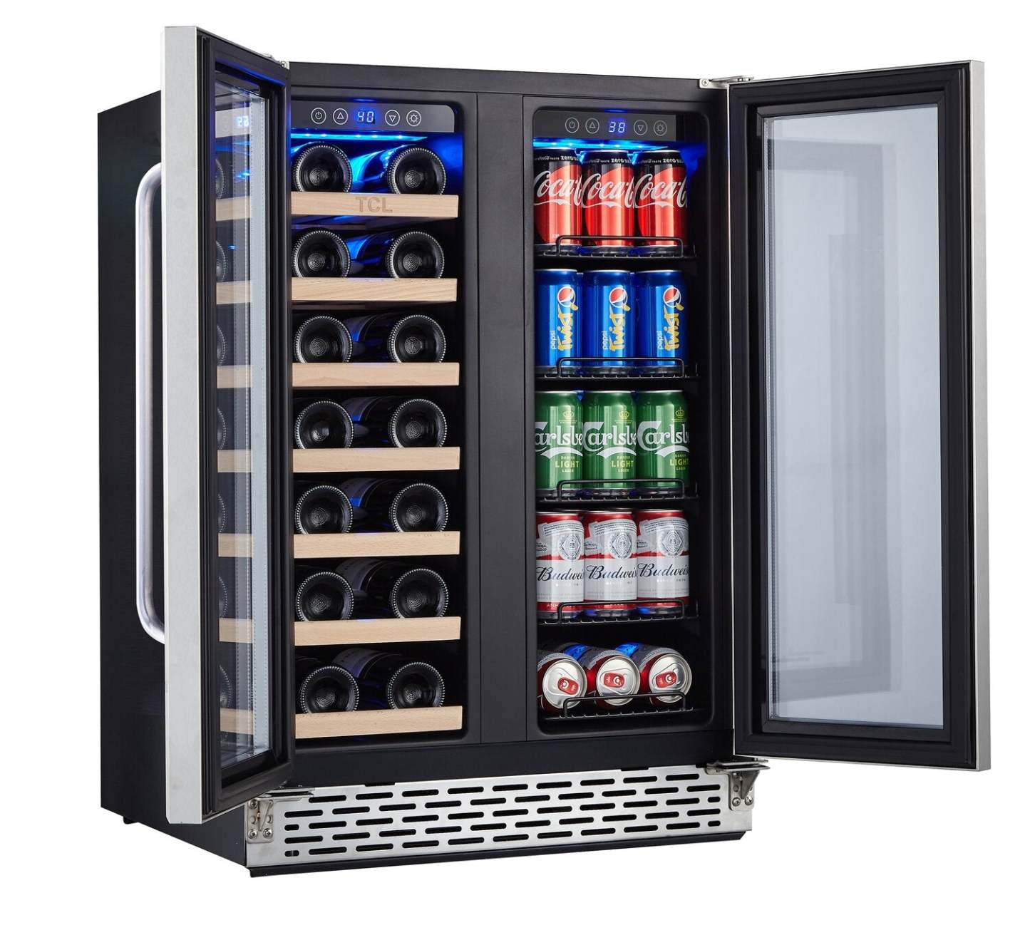 TCL 23.4 5.3 Cu. Ft. Dual-Zone Wine Cooler - Stainless Steel - B422D-CA | Refroidisseur à vin TCL de 5,3 pi3 et de 23,4 po à 2 zones - acier inoxydable - B422DCA | TCLB442D