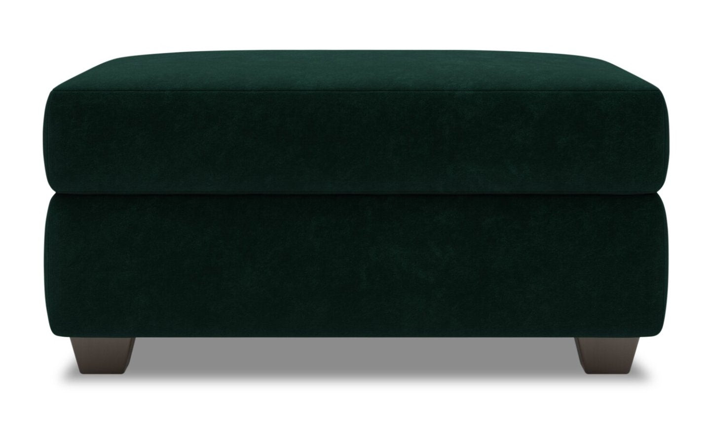 Fabriqué au Canada Pouf de rangement personnalisable The Trunk 39 en tissu de velours - vert Hunter Green | Pouf de rangement The Trunk de Sofa Lab de 39 po fabriqué au Canada en tissu de velours - vert Hunter Green | TRUN3488