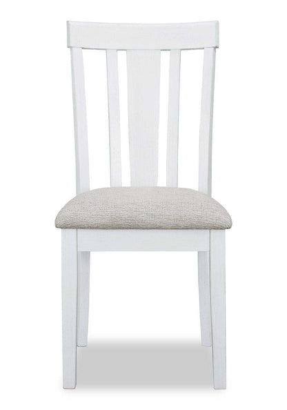 Ensemble de salle à manger Brook 5 pièces avec table et 4 chaises, extension 42-54 W, rond - Blanc/Marron | Ensemble de salle à manger Brook 5 pièces avec table ronde, rallonge de 42 po à 54 po (L) et 4 chaises - blanc et brun