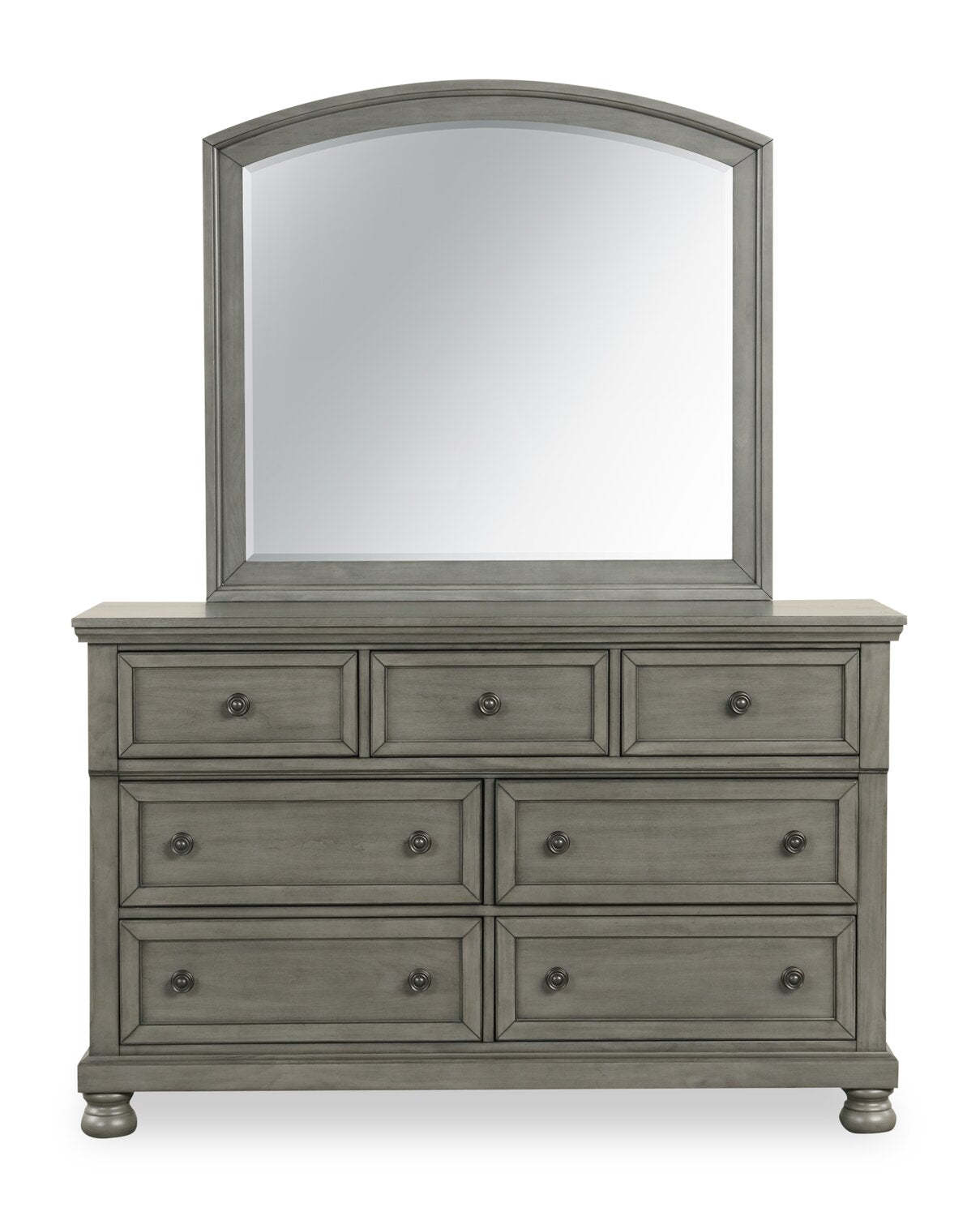 Chelsea 6pc Bedroom Set with Storage Bed, Dresser & Mirror, Grey - Queen Size | Ensemble de chambre à coucher Chelsea 6 pièces avec lit de rangement, commode et miroir, gris - taille queen