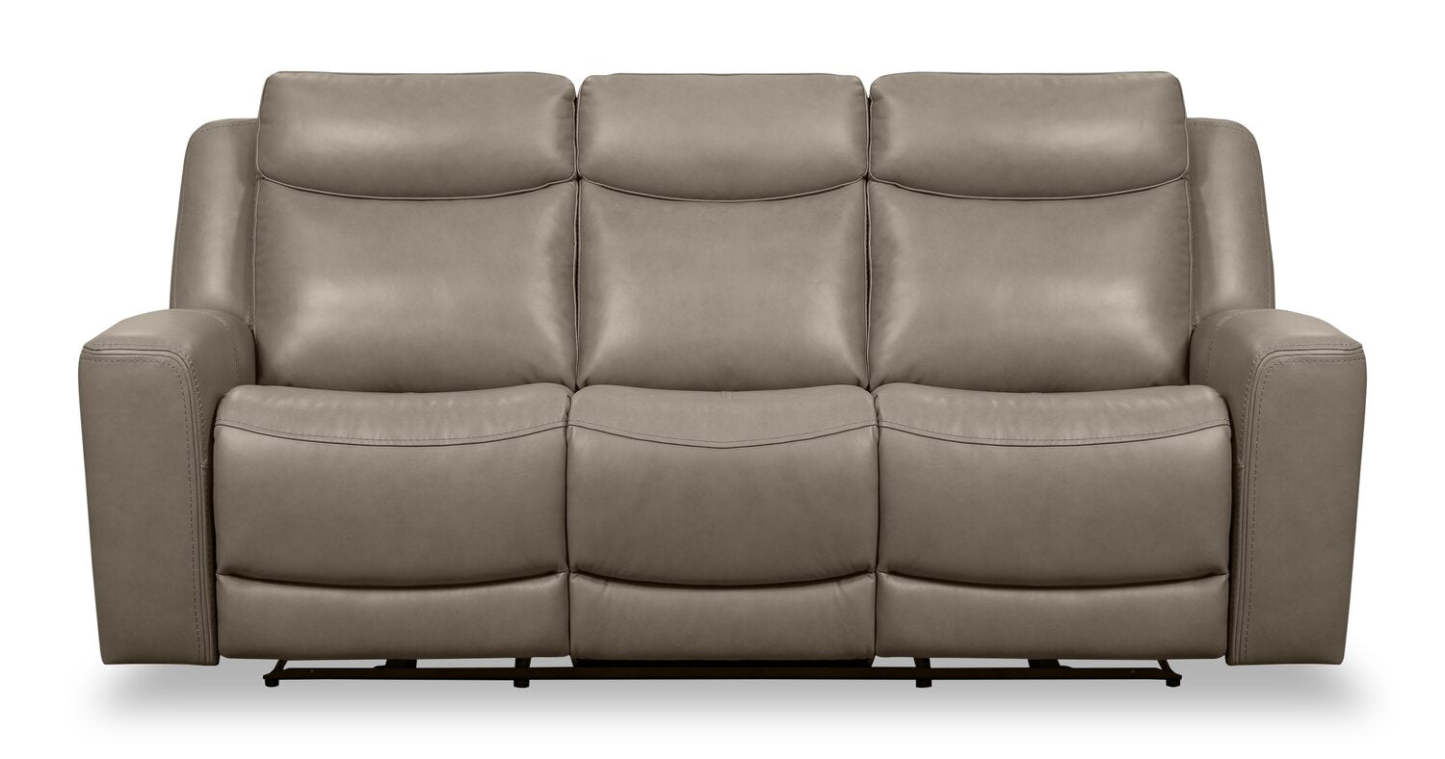 Canapé à inclinaison électrique Prescott de Scott Living de 88,5 po en cuir véritable avec appuie-têtes électriques - gris